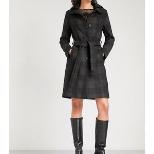 Gobani checked twill hooded coat size 38